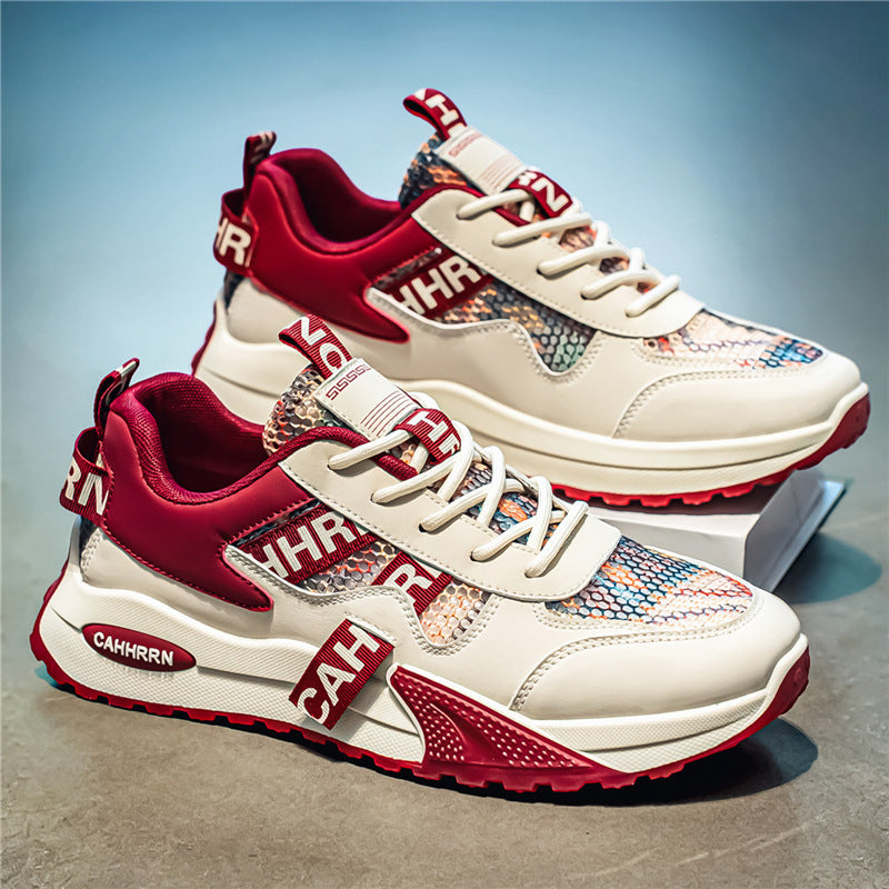 Unisex Plateau-Chunky-Sneaker mit Reptilprägung, gepolstertem Schaft und stoßdämpfender EVA-Zwischensohle Drune