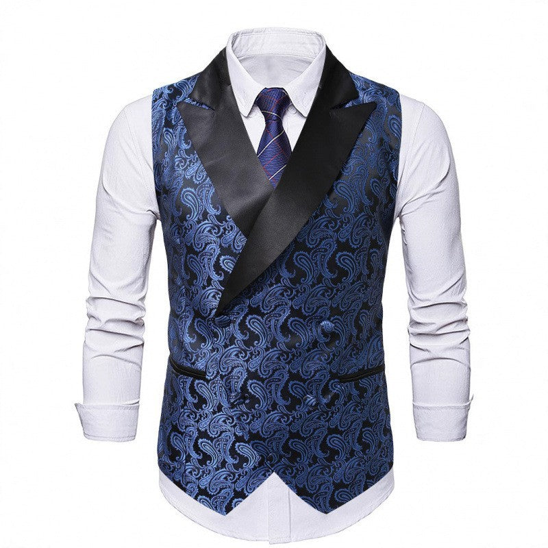 Herren Satin-Paisley-Weste mit Schalkragen und tailliertem Smoking-Look Drune