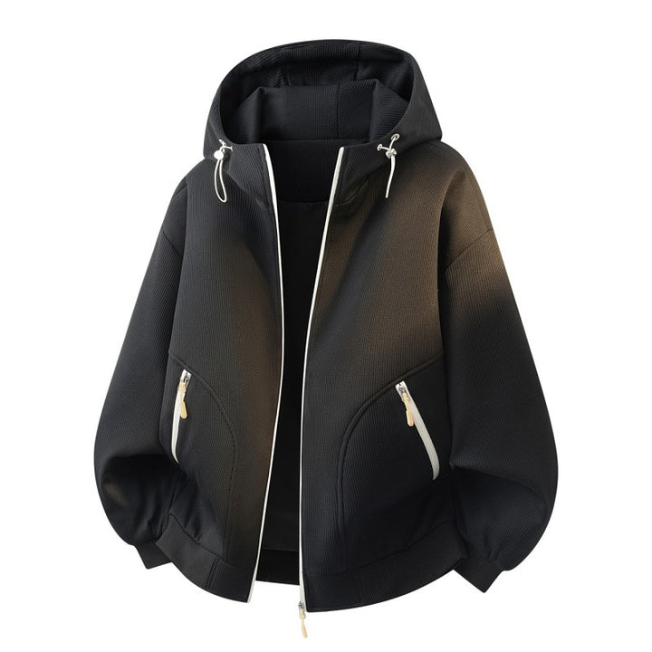 Damen Oversize-Kapuzenjacke mit Farbverlauf, Zwei-Wege-Reißverschluss & Zip-Taschen Drune