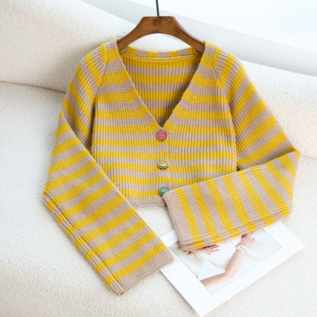 Damen Strickjacke mit buntem Knopfdesign und lässigem Schnitt Drune