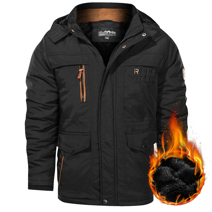 Herren nan isolierte Kapuzenparka mit Sherpa-Innenfutter, winddichter Front und Multifunktions-Taschen Drune