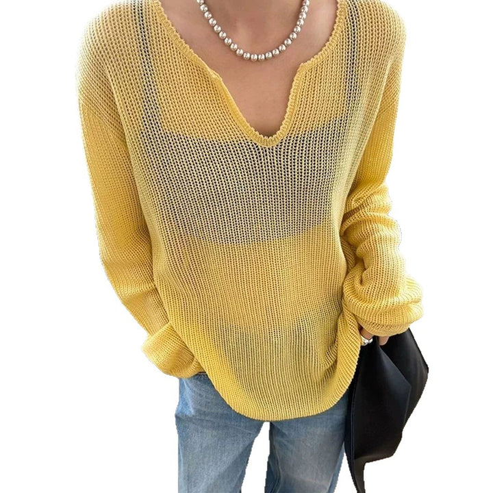 Damen lässiger Pullover mit schickem V-Ausschnitt Drune