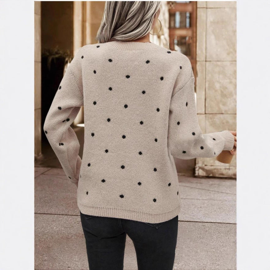 Damen Strickpullover mit Punktmuster und weitem Schnitt Drune
