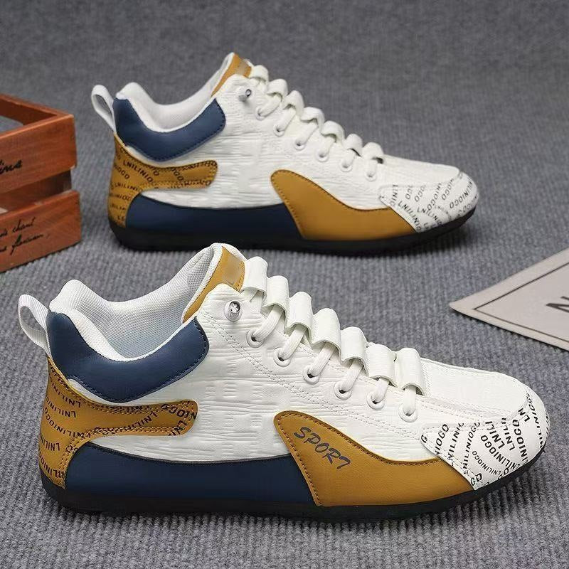 Herren Moderne leichte Schnür-Sneaker mit gepolstertem Kragen und kontrastierenden Overlays Drune