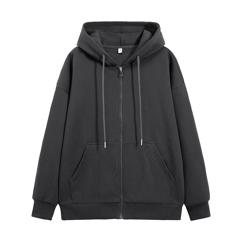 Unisex Oversize Kapuzen-Sweatjacke mit durchgehendem Reißverschluss, Kängurutaschen und gerippten Bündchen Drune