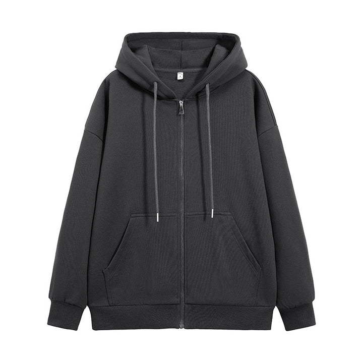 Unisex Oversize Kapuzen-Sweatjacke mit durchgehendem Reißverschluss, Kängurutaschen und gerippten Bündchen Drune