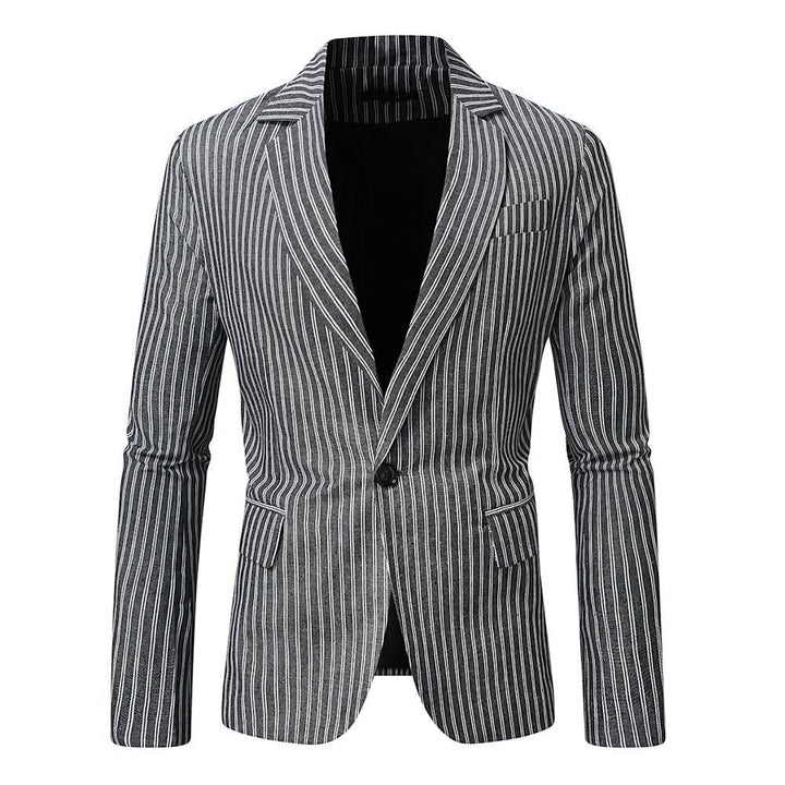 Herren nan gestreiftes Slim-Fit Sakko mit schmalem Revers und Single-Button Drune