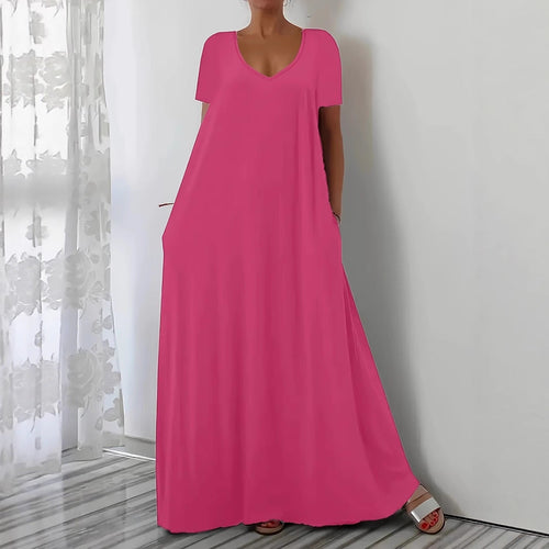 Damen Maxikleid mit U-Ausschnitt und praktischen Taschen Drune