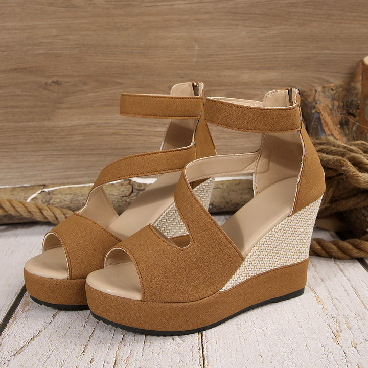 Damen Keil-Sandalen mit atmungsaktiven Riemen und rutschfester Sohle Drune
