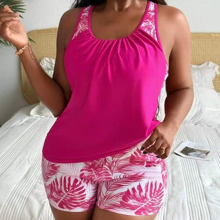 Damen Tankini-Set mit floralem Mustershorts und zeitlosem Oberteil Drune