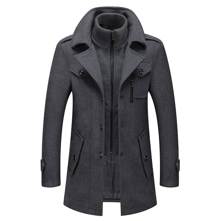 Herren Mantel mit abnehmbarer Strick-Innenjacke und Reverskragen Drune