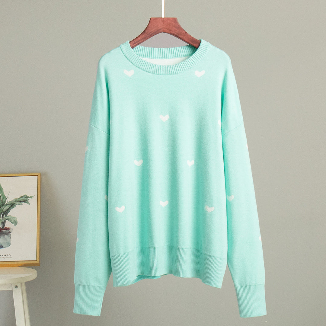 Damen Lässiger Pullover mit Herz-Muster Drune