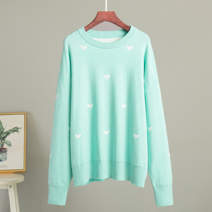 Damen Lässiger Pullover mit Herz-Muster Drune