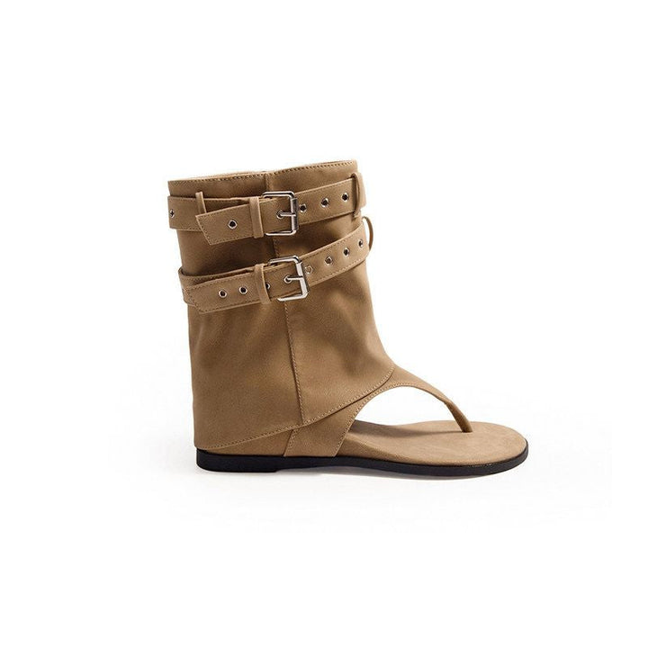 Damen offene Sandalen mit modischen Schnallen Drune