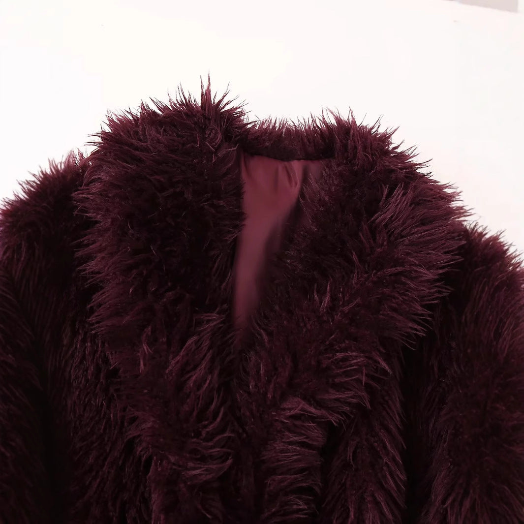 Damen nan kurz geschnittener Kunstfell-Blouson mit vollem Flor und Schalkragen Drune