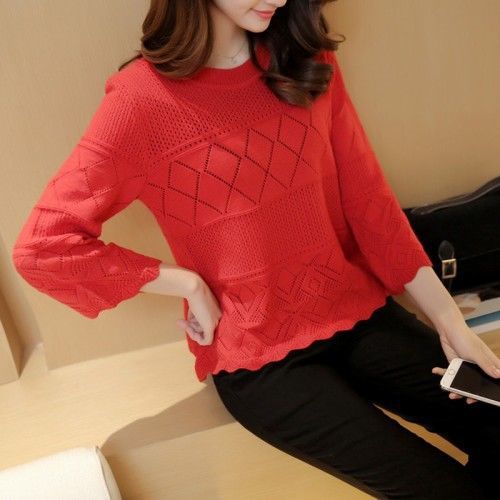 Damen lässiger Strickpullover mit strukturiertem Muster Drune