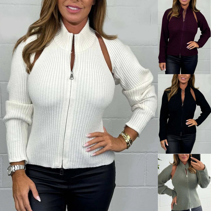 Damen Modischer Kapuzenpullover mit strukturiertem Zipper Drune
