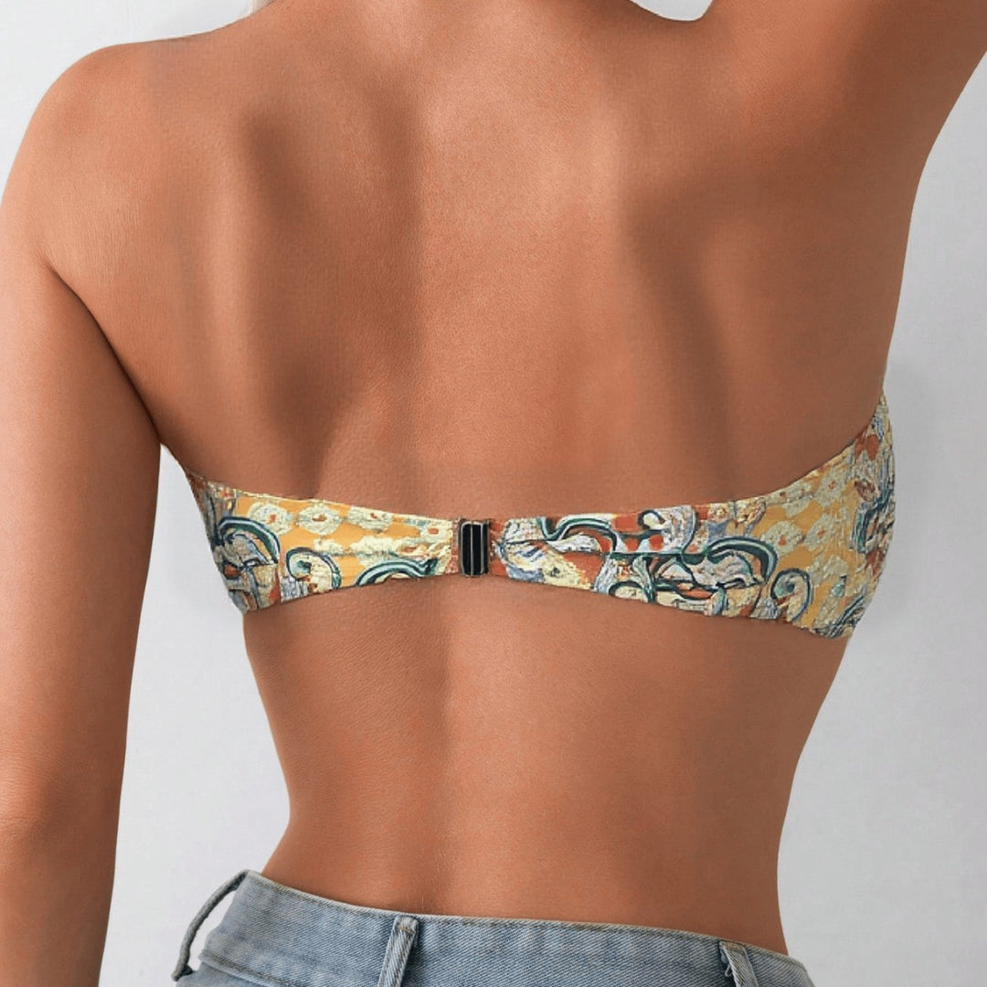 Damen Bandeau-Bikini-Oberteil mit verspieltem Muster Drune