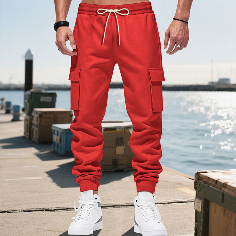 Herren nan Cargo-Jogginghose mit mehrfachen Cargotaschen und elastischem Bund Drune