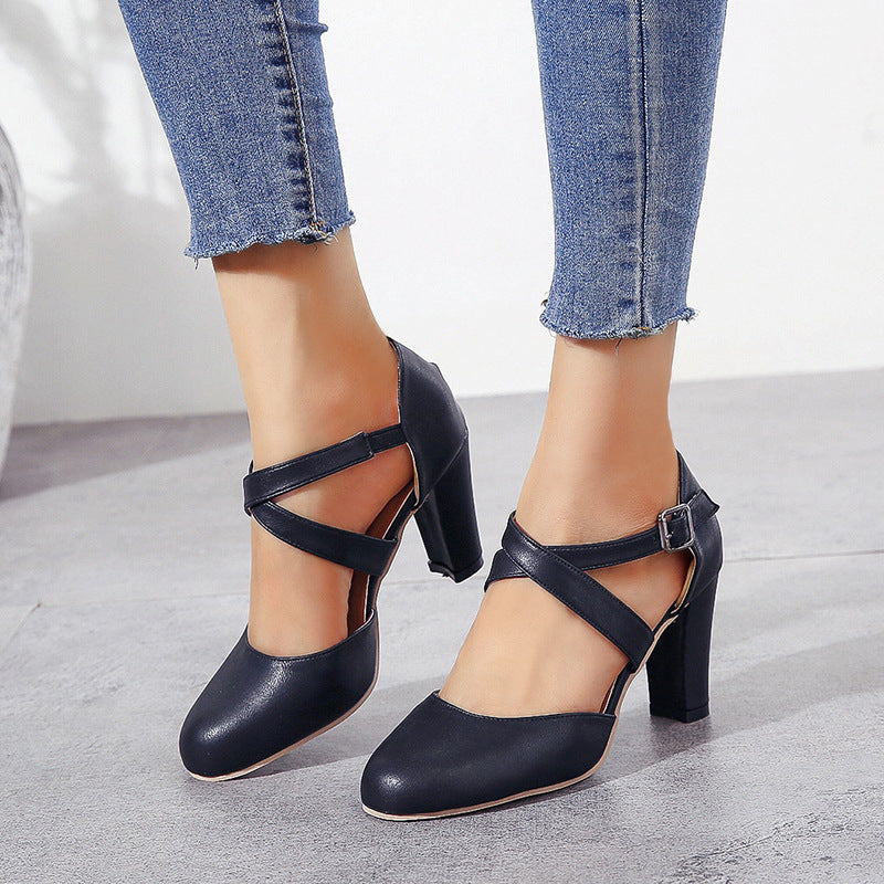 Damen Hochwertige Riemchen-Pumps mit Blockabsatz Drune