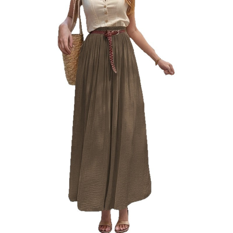 Damen Langer Maxi-Rock mit elastischem Taillenbund und fließendem Stoff Drune
