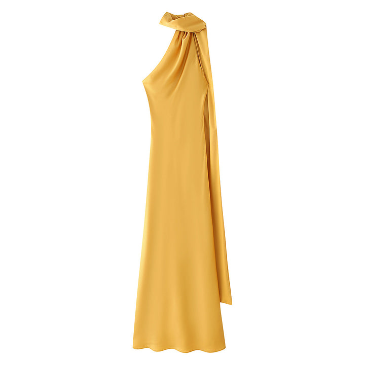 Damen Maxikleid mit asymmetrischem Schnitt und fließendem Stoff Drune