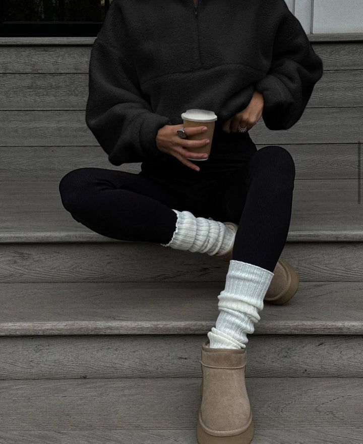Drune | Sherpa Halb Reißverschluss Stehkragen Sweatshirt
