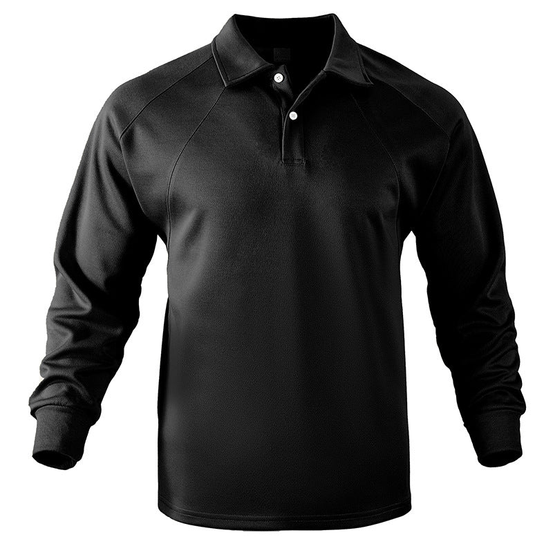 Herren Polo-Sweatshirt mit Raglanärmeln, Halbknopfleiste und Rippbündchen Drune