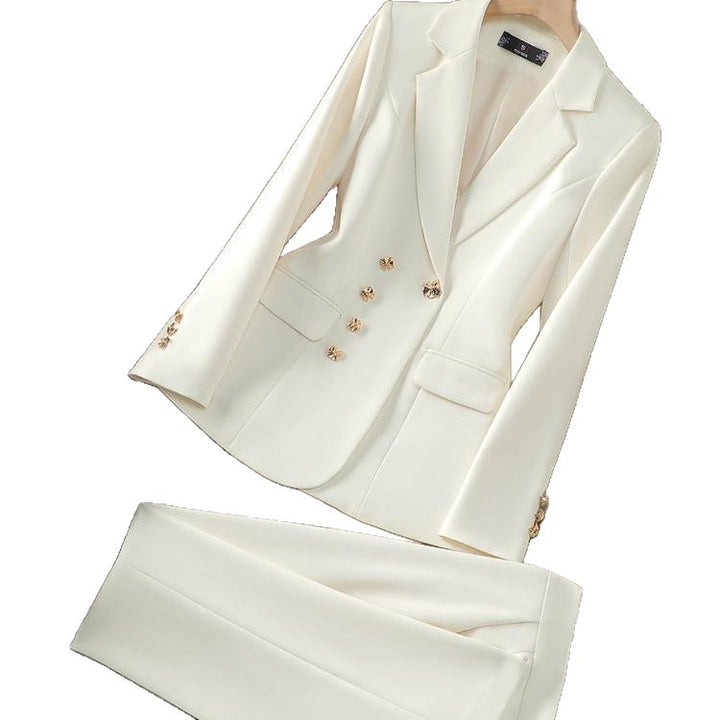 Damen Elegantes Blazer-Set mit dekorativen Knopfdetails und geradem Schnitt Drune