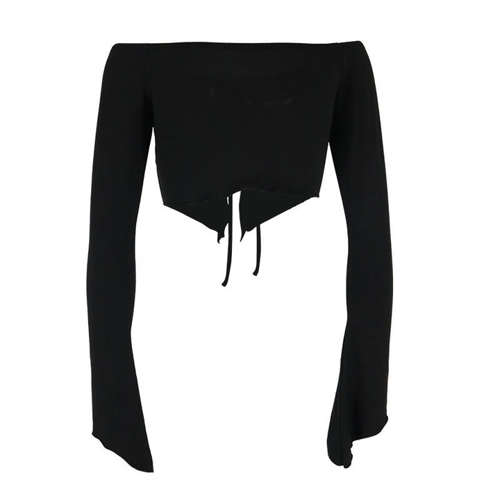 Damen Kapuzen Crop-Oberteil mit weitem Ärmel und Kordelzug Drune