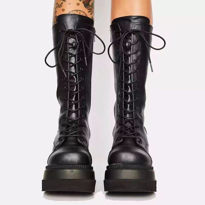 Damen Schnürstiefel im Urban-Style mit stabiler Sohle Drune