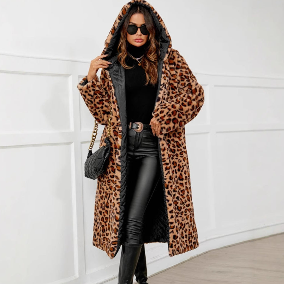 Damen Felljacke im Leopardenmuster Drune