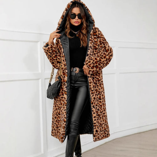 Damen Felljacke im Leopardenmuster Drune
