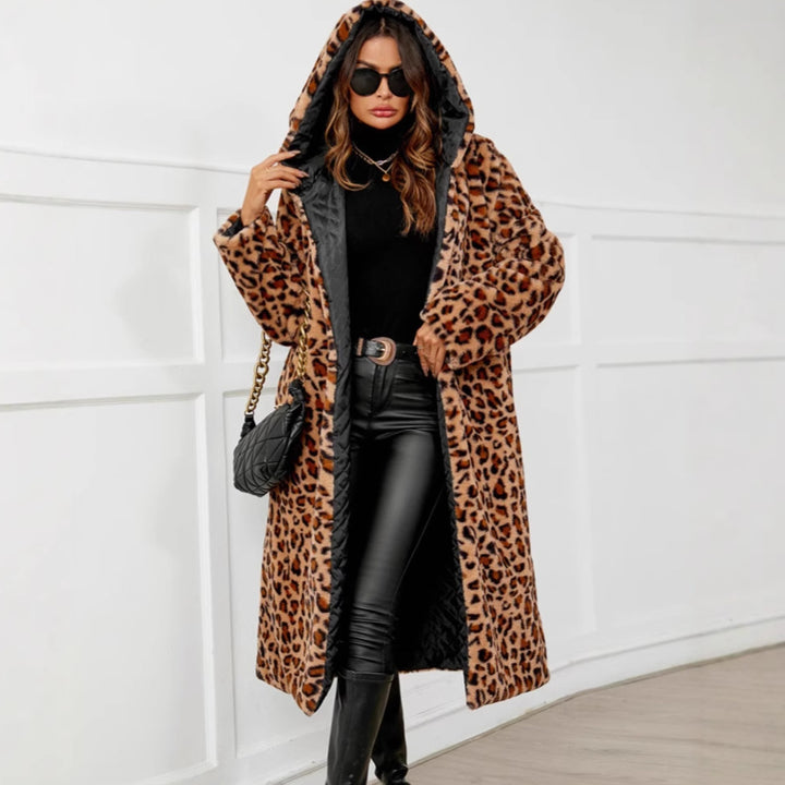 Damen Übergroße Kuscheljacke mit Leopardenmuster Drune