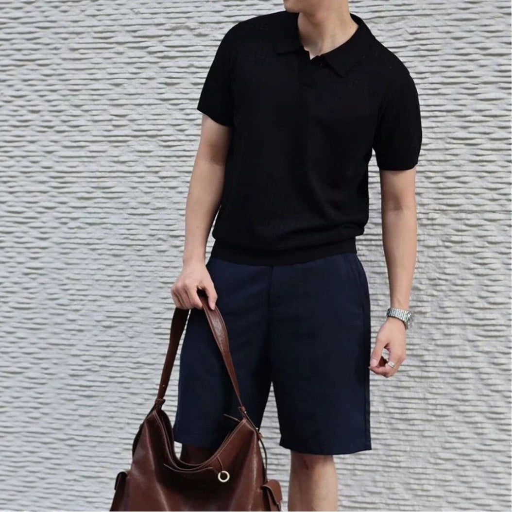 Herren Elegantes Polohemd mit strukturierter Oberfläche Drune