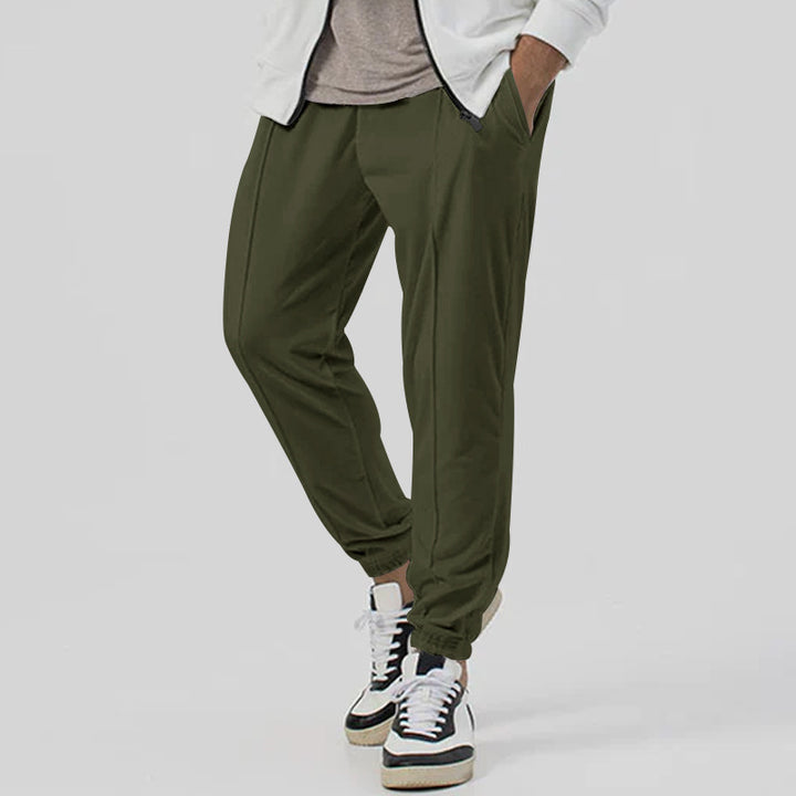 Herren Tapered-Jogginghose im Leinenlook mit Bügelfalte und Bündchen Drune