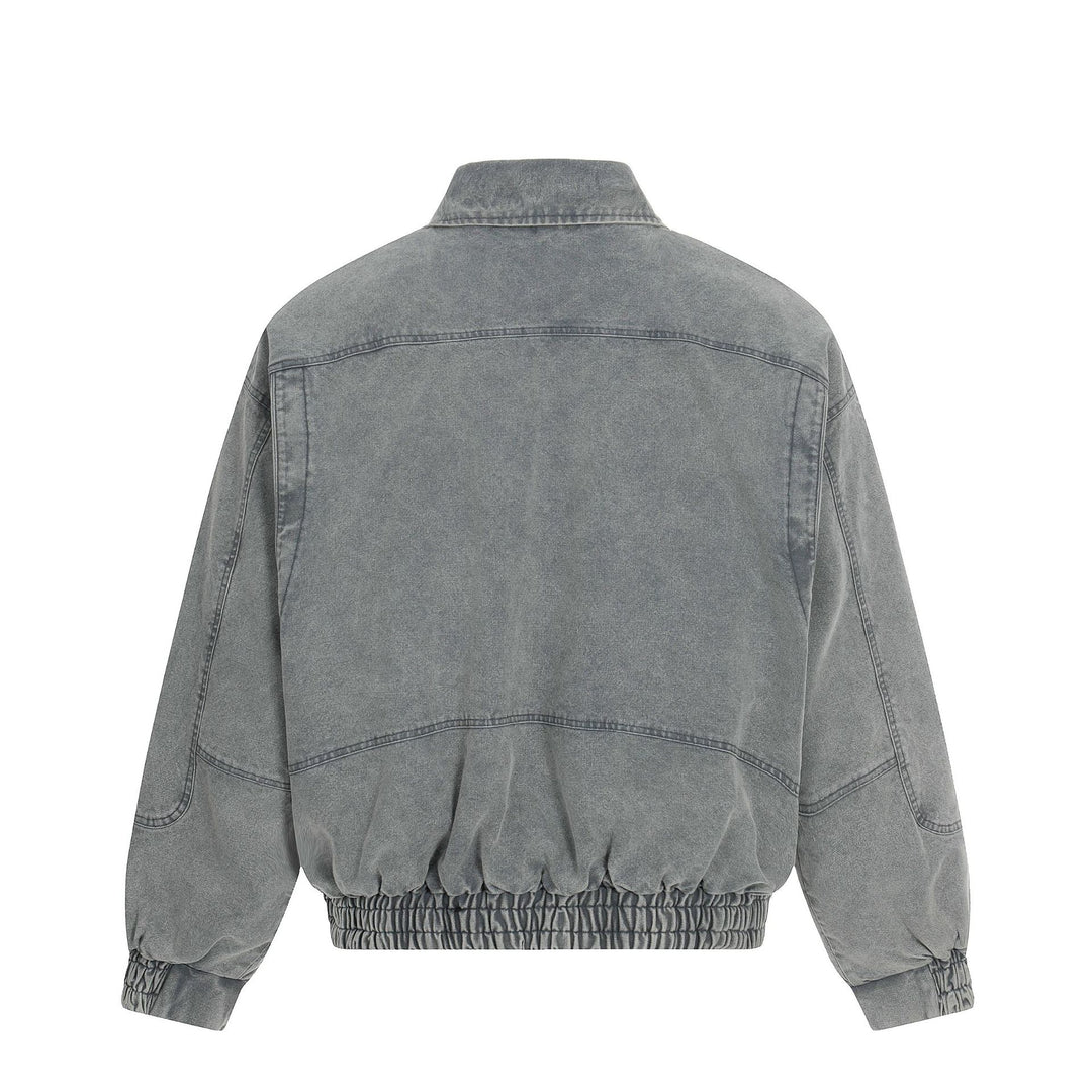 Herren Kurz geschnittener Canvas-Denim Field‑Blouson mit Knebelverschlüssen und hohem Stehkragen Drune