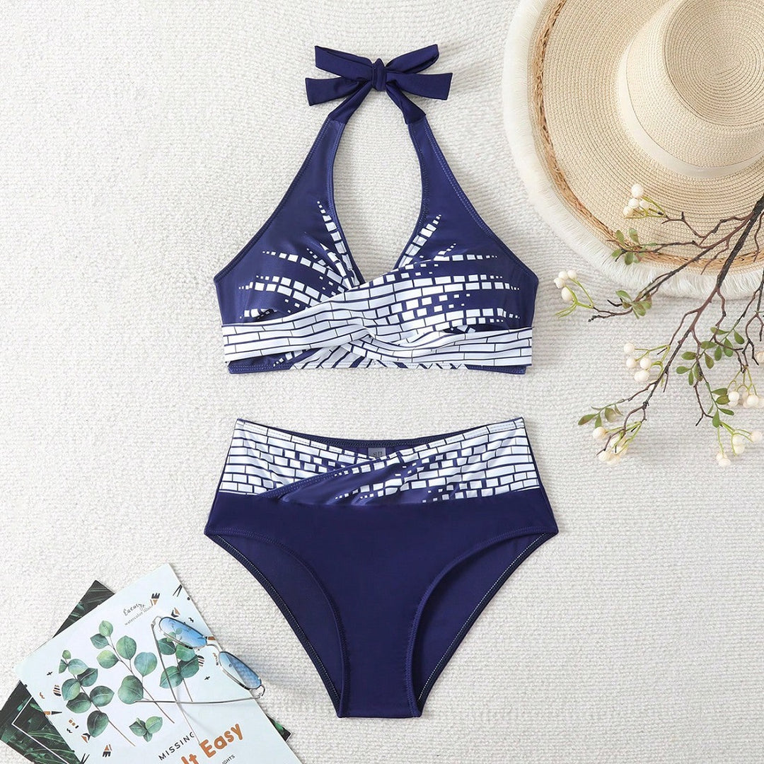 Damen Triangel-Bikini mit modischem Schnitt und graphischem Design Drune