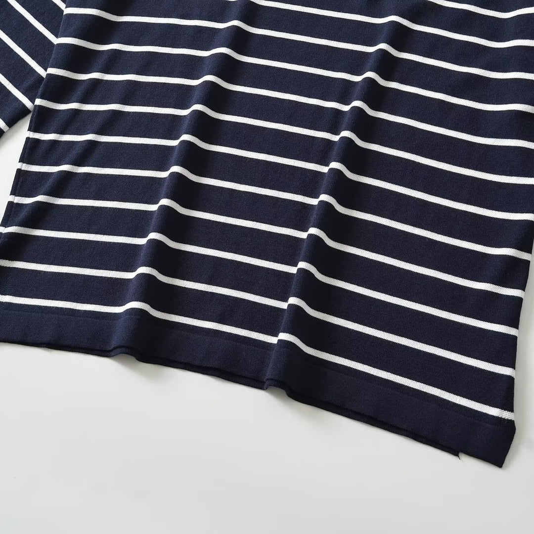 Damen Oversize-Streifenshirt mit U-Boot-Ausschnitt und 3/4-Ärmeln Drune