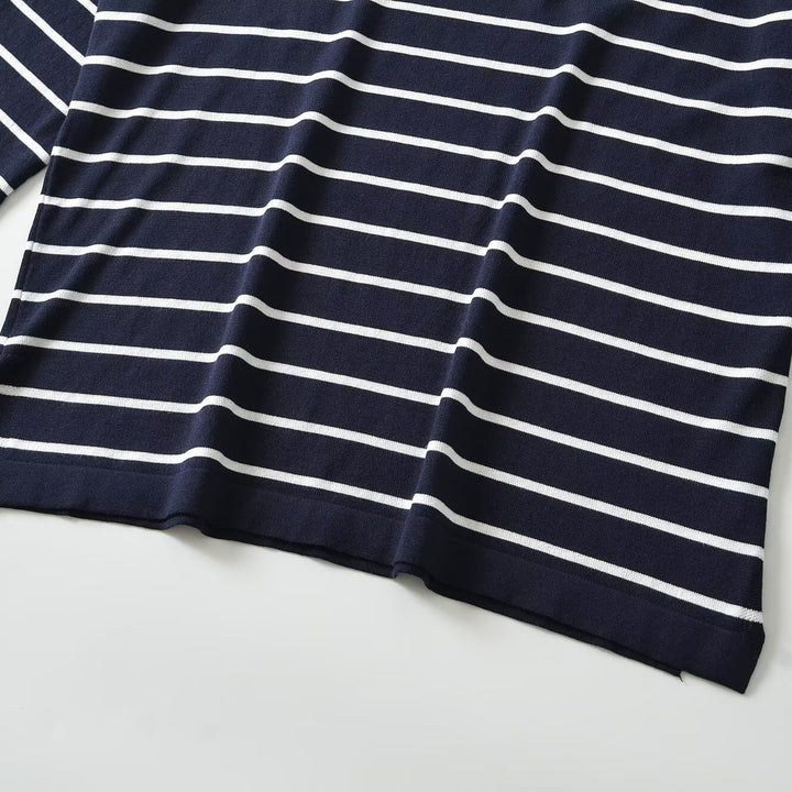 Damen Oversize-Streifenshirt mit U-Boot-Ausschnitt und 3/4-Ärmeln Drune
