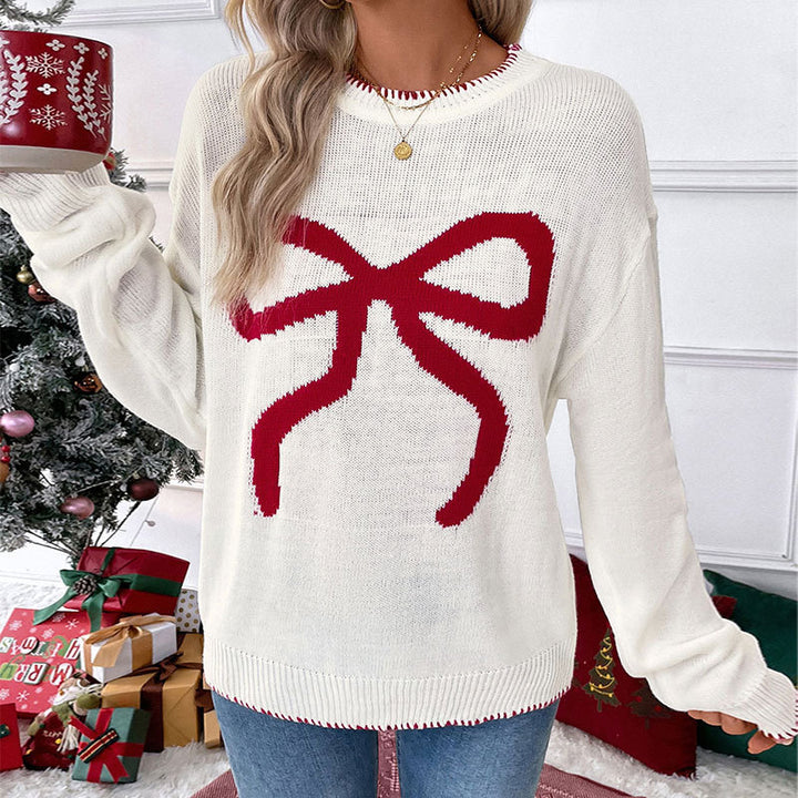 Damen Bequemer Pullover mit Schleifenmuster Drune