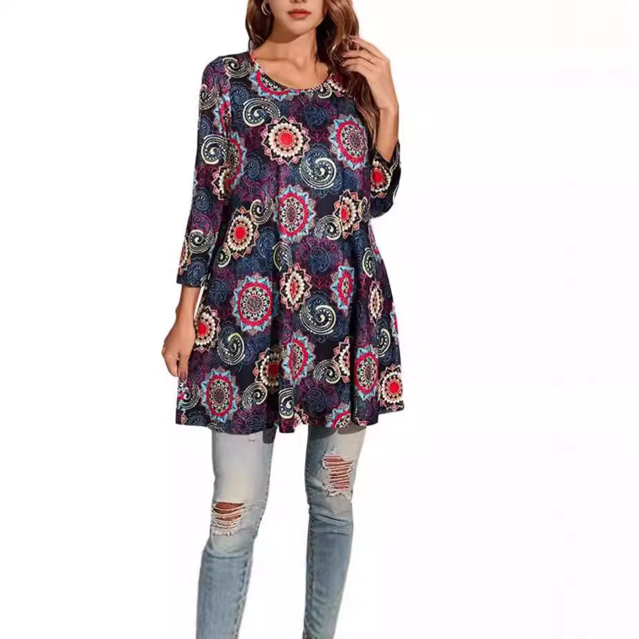 Damen Tunika mit einzigartigem Mandala-Druck Drune