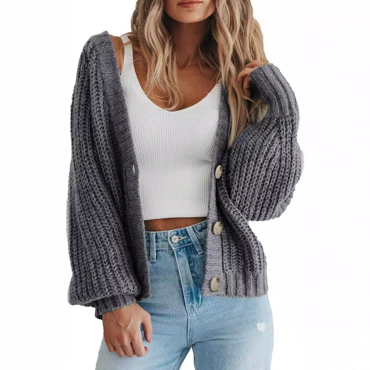 Damen Strickjacke mit Ballonärmeln Drune