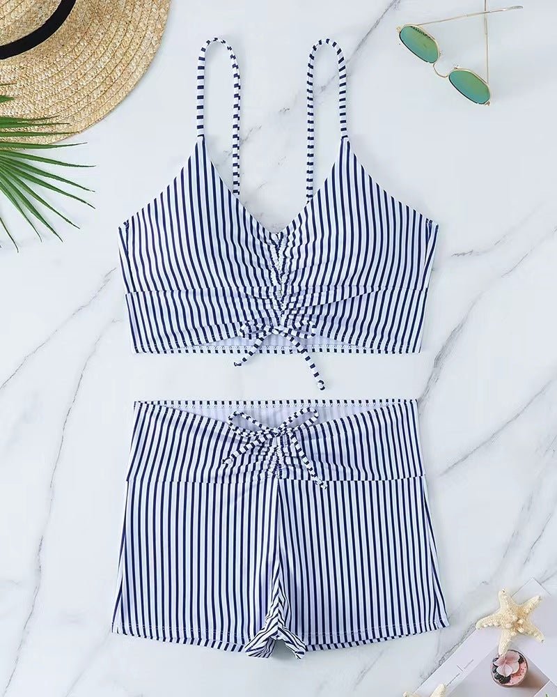 Damen Bikini mit floralem Rüschendesign und verstellbaren Trägern Drune