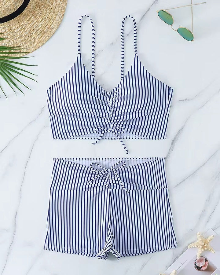 Damen Bikini mit floralem Rüschendesign und verstellbaren Trägern Drune