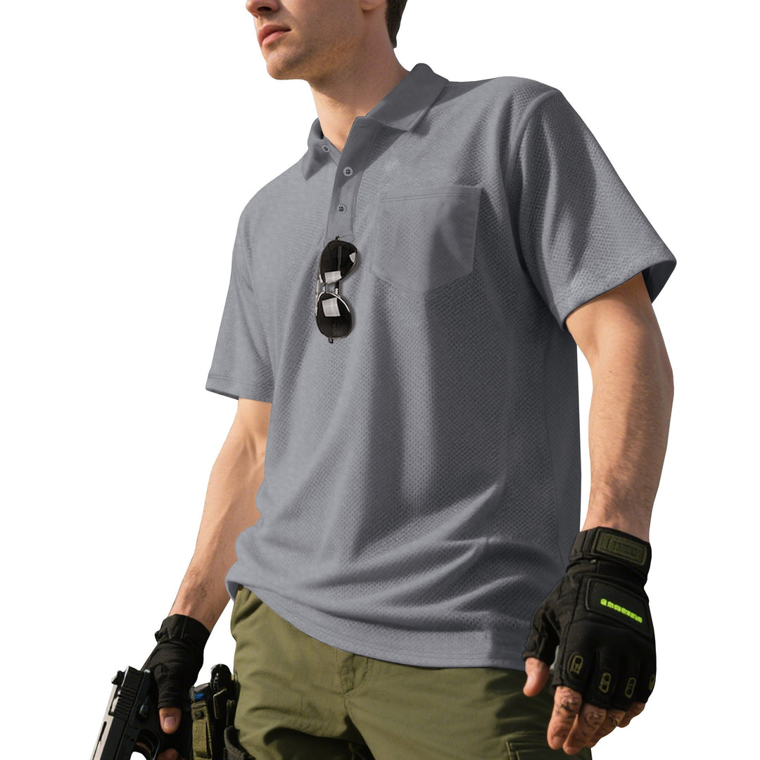Herren nan funktionelles Kurzarm-Poloshirt mit Brusttasche, eingearbeiteter Stiftlasche und mikroperforierter Belüftung Drune
