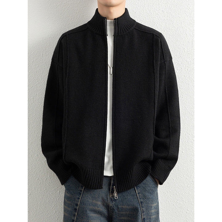 Herren Hochwertiger Strickjacke mit Stehkragen Drune