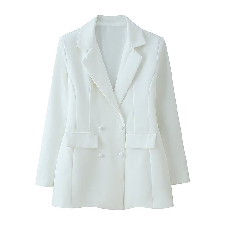 Damen 20+ taillierter doppeltreihiger Blazer mit Pattentaschen und fein strukturierter Silhouette Drune