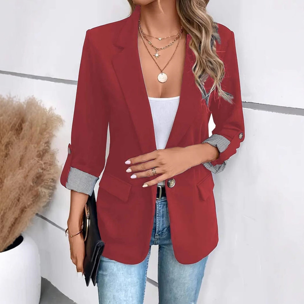 Damen Elegante Blazerjacke mit modischen Streifenärmeln Drune