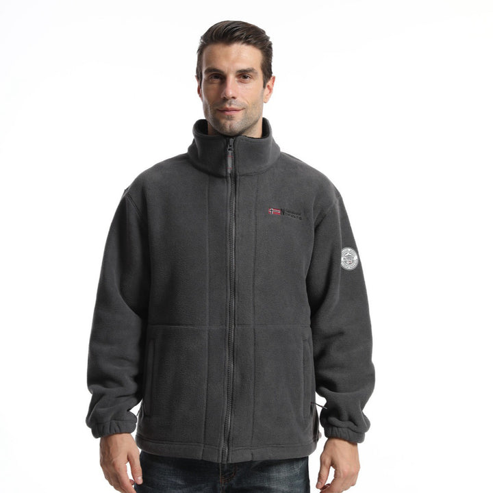 Herren Fleece-Outdoorjacke mit Stehkragen durchgehendem Reißverschluss und elastischen Bündchen Drune